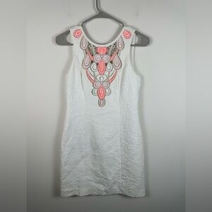 Lilly Pulitzer Logan Embroidered White Floral Shift Dress with Pattern Size 0